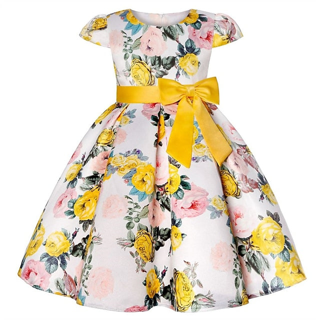Kids Girls' Short Party Sleeve Dress Floral Flower