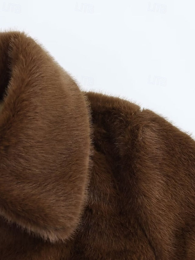 Fur Women's Comfortable Warm Teddy Coat Buttons Faux