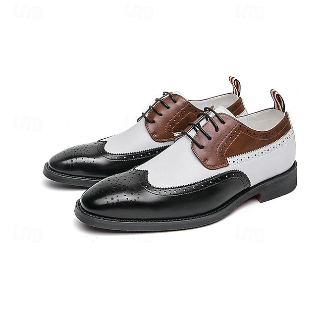 White Oxford Men's Shoes Wingtip and with Brown