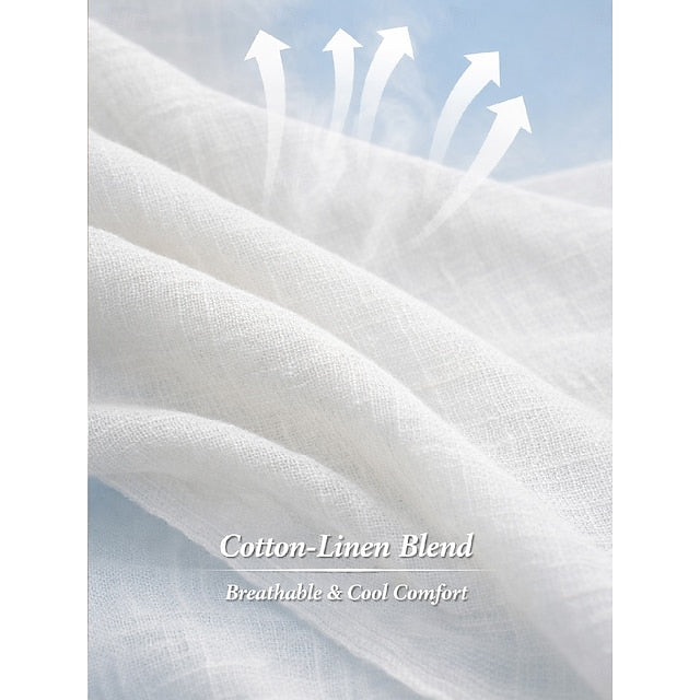 Women's Cotton Linen Shirts Plain Basic Casual Short Sleeve