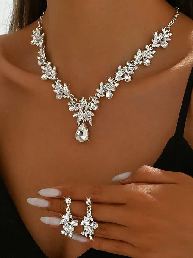 Women's Teardrop Set Pendant Jewelry with - Rhinestone Gold