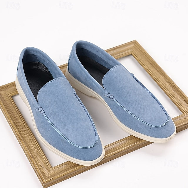 Light Men's – Loafers Faux Blue Slip-On Casual Breathable