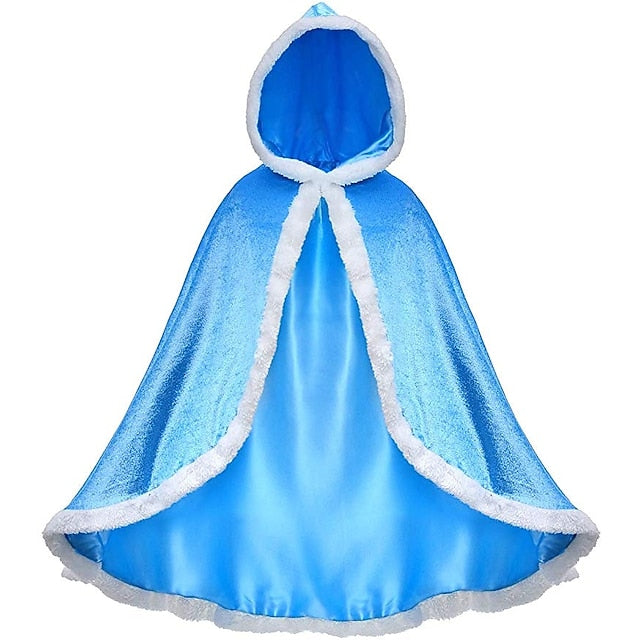 Cape With Set Crown Tulle Princess Dress Hooded Cloak Elsa