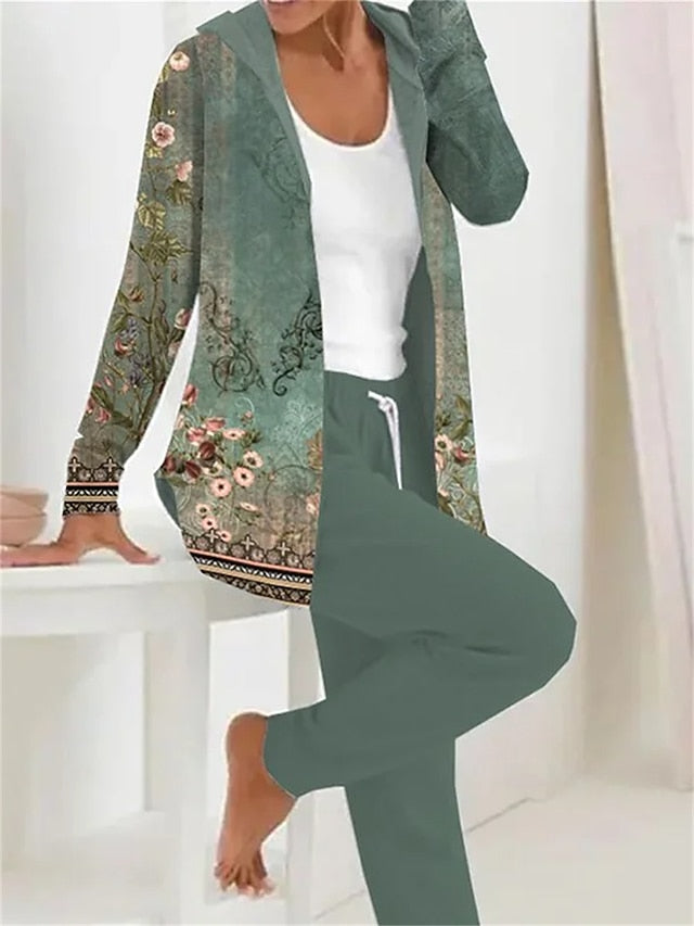 Women's 2 Pieces Hoodie Tracksuits Active Daily Pants Sets