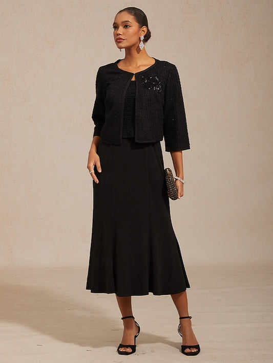 Women's Midi Dress Sheath Dress Elegant Solid Color