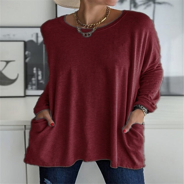 Women's Tunic T Shirt Solid Color Plain Stylish Classic