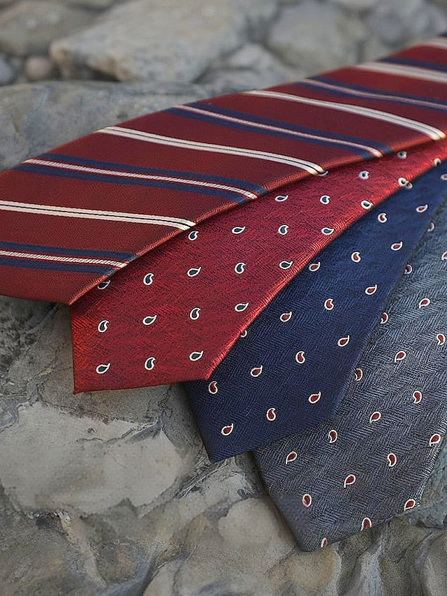 Striped Silk Tie Paisley and Classic Men's Necktie