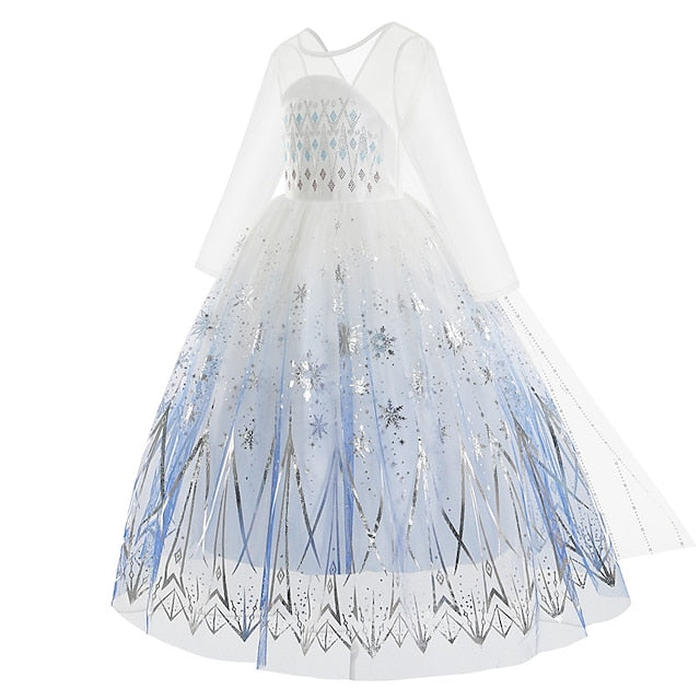 Princess Frozen Girl Flower Vacation Elsa Dress Fairytale