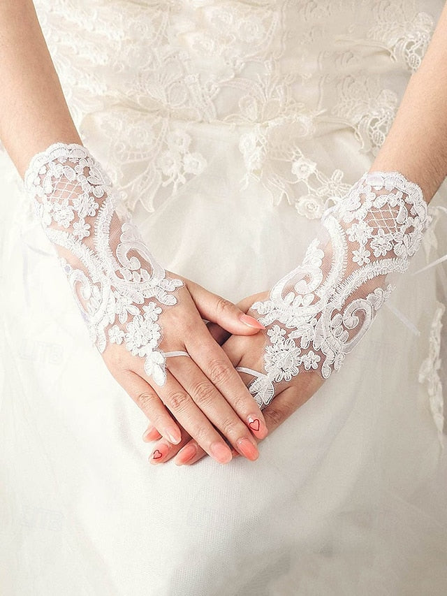 Wedding Lace White Vintage Gloves Fingerless Bridal – Elegant
