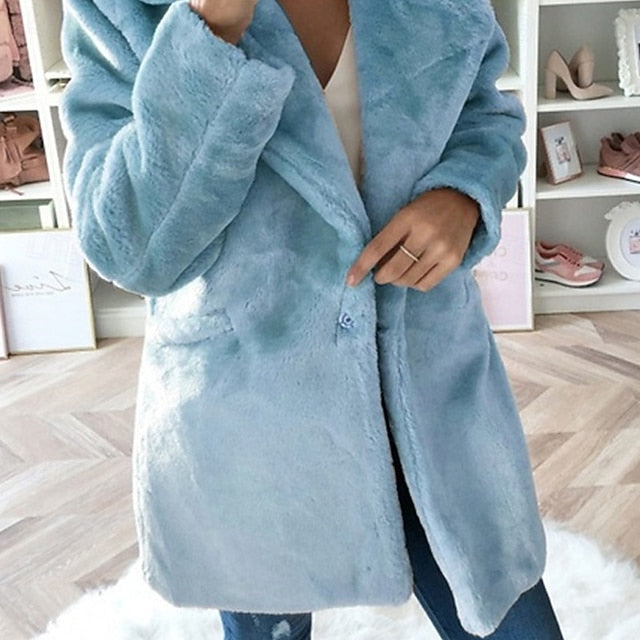 Warm Pocket Women's Faux Comfortable Coat Fur Winter