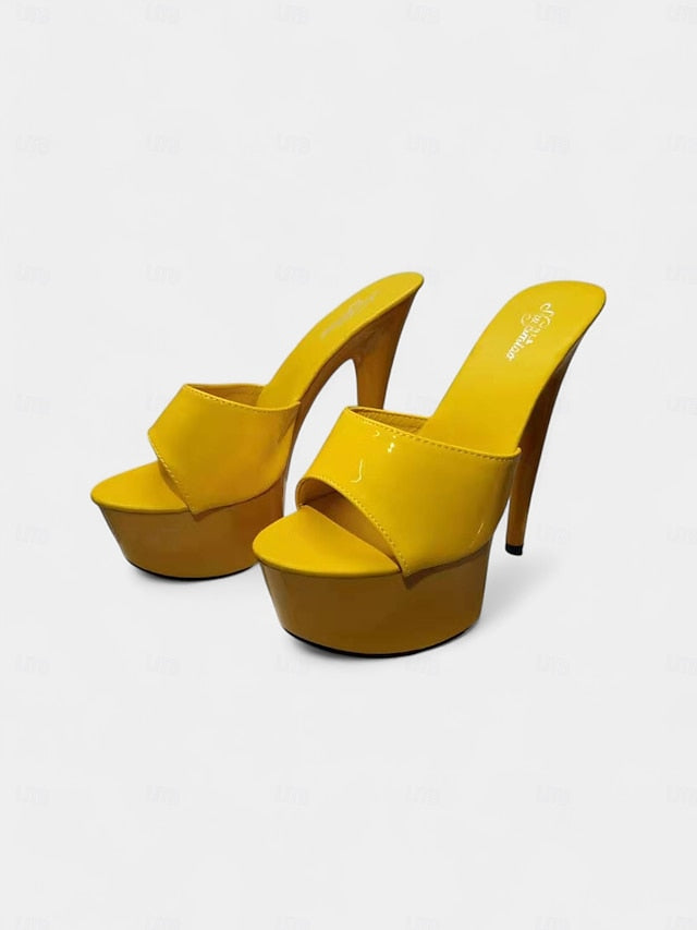 Patent Platform with Leather Red Heels High Women's