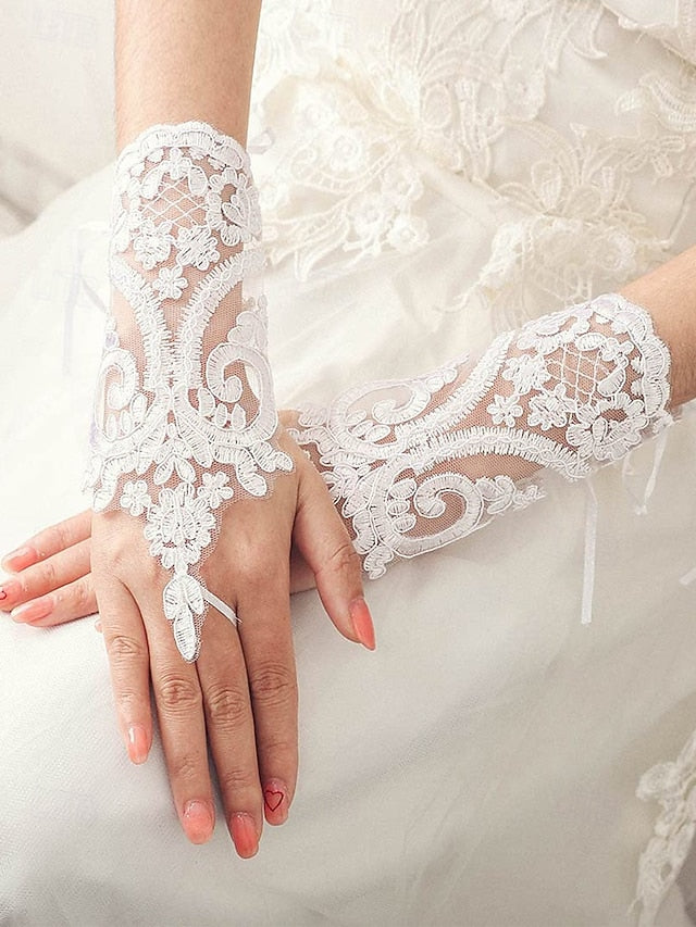 Wedding Lace White Vintage Gloves Fingerless Bridal – Elegant