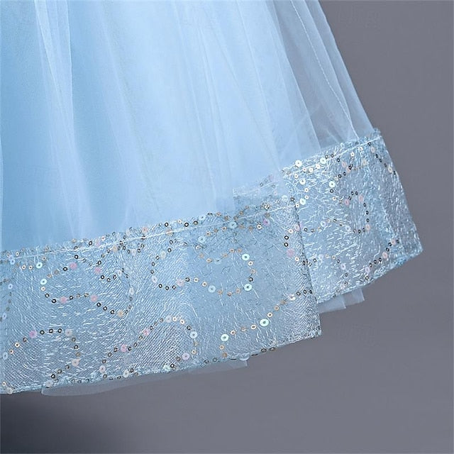 Girls' Color Dress Girl Solid Party Flower 3D