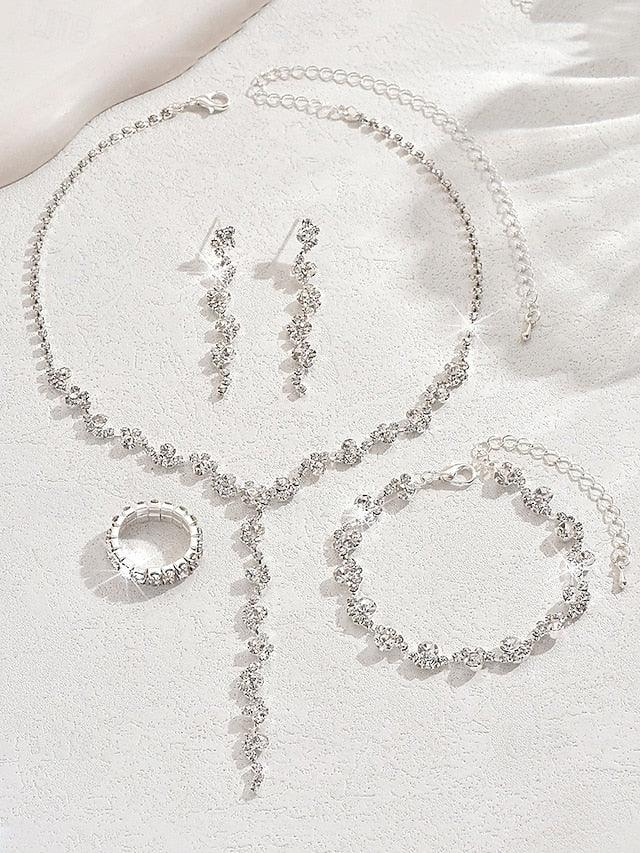 Set Necklace Jewelry Elegant Rhinestone Gold –