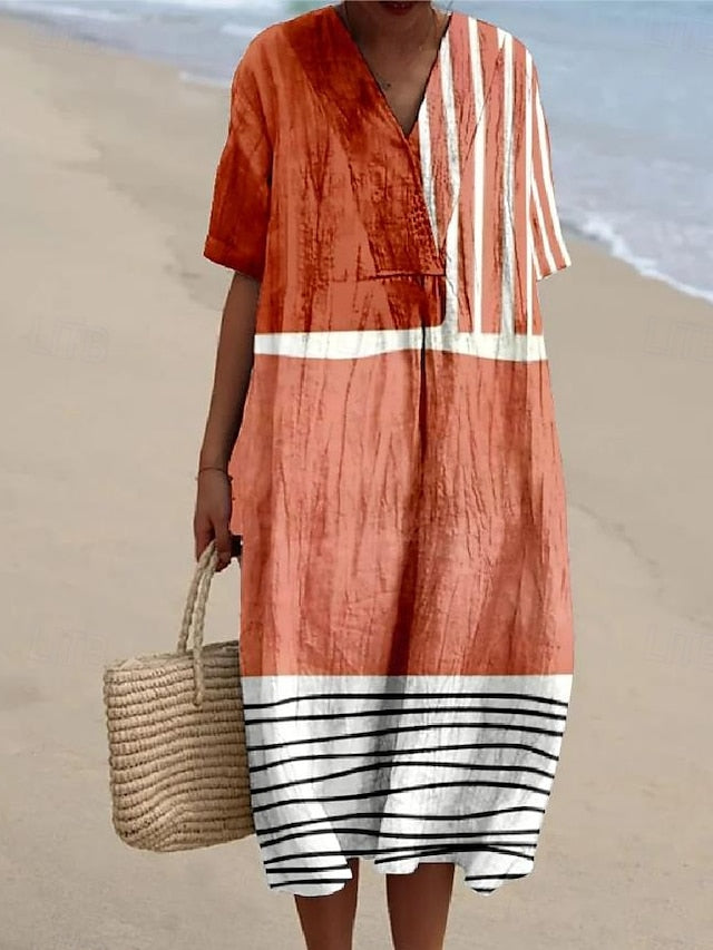 Women's Midi Dress Sundress Vacation Casual Beach Daily
