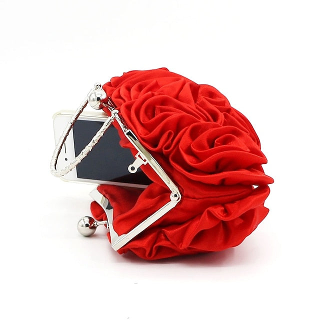 Evening Red Floral Vintage Design Rose – Clutch Elegant Bag