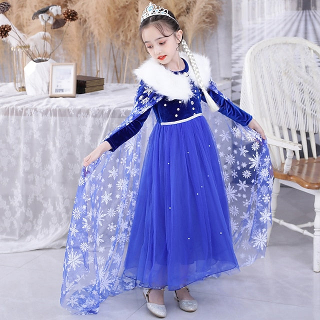Theme Girl Princess Dress Fairytale Elsa Party Flower Frozen