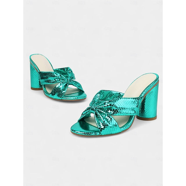 – Bow with Mules Metallic Design Women's Bridal Pink