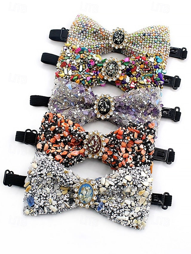 Adjustable Strap Luxury Bow Gemstone Men's Tie with –
