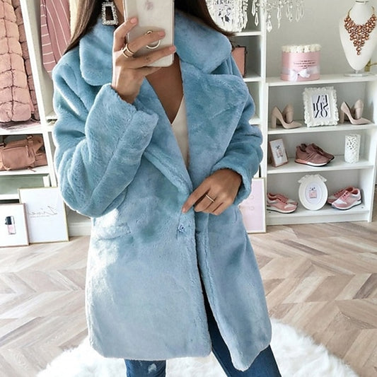 Warm Pocket Women's Faux Comfortable Coat Fur Winter