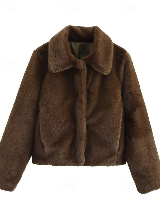 Fur Women's Comfortable Warm Teddy Coat Buttons Faux