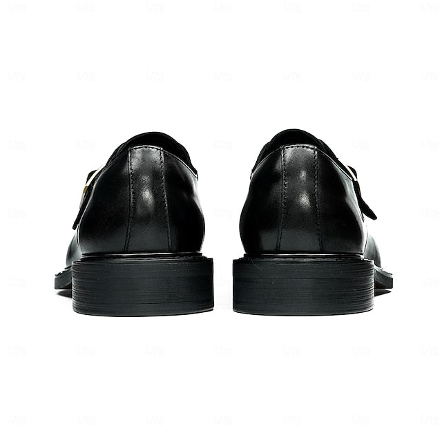 Black Strap Men's First Genuine Leather Monk Shoes-