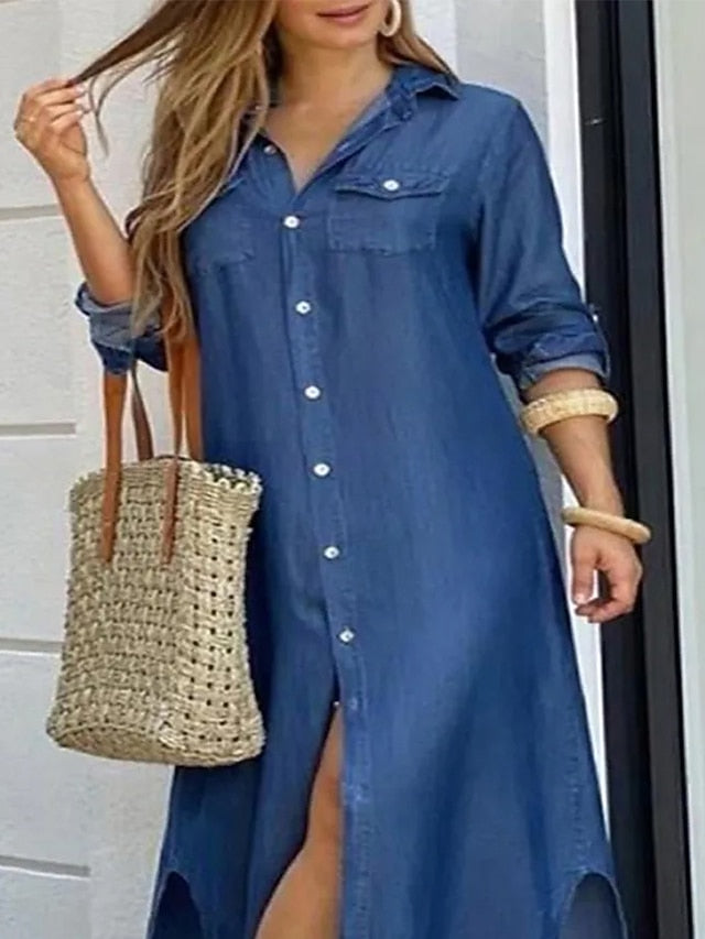 Women's Plus Size Curve Denim Dress Casual Dress Shift