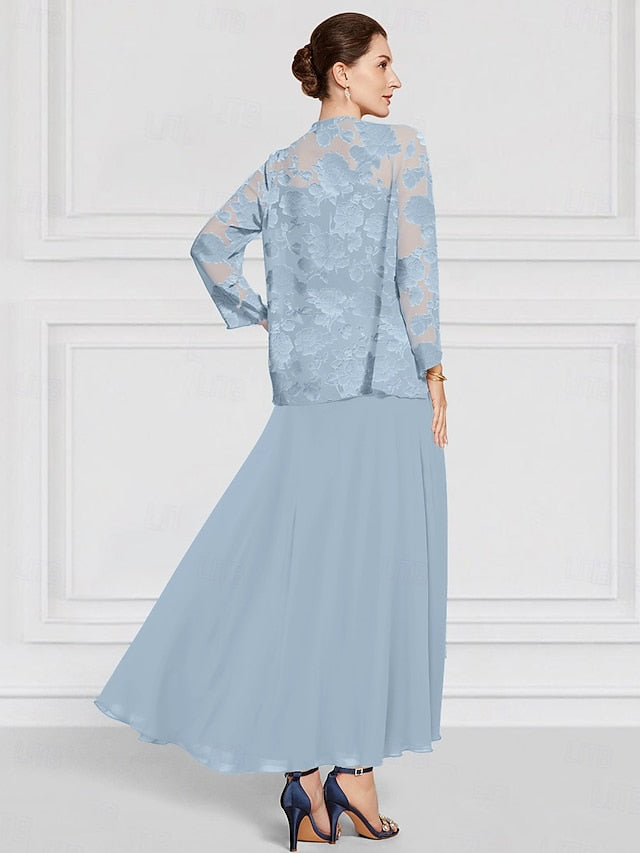 Lace the Floral Mother Bride A-Line of Two SkyBurnt Out Piece