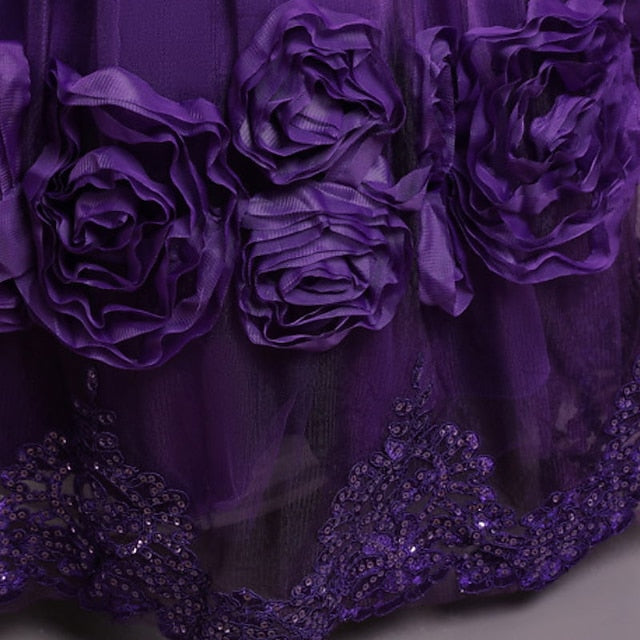 Kids Floral Plain Dress Girls' A Party Line Little