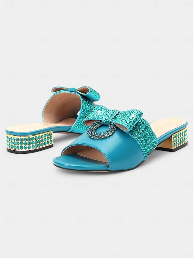 Sandals Flat – Bow Rhinestone Clutch with Matching Gold