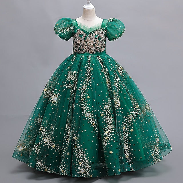 Short Polka Kids Star Girls' Party Dot Dress Flower