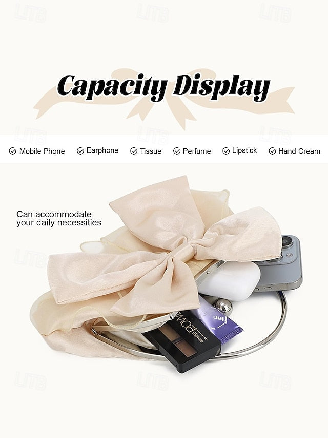 Satin Bow Women's Elegant – Pearl Evening Bag Clutch