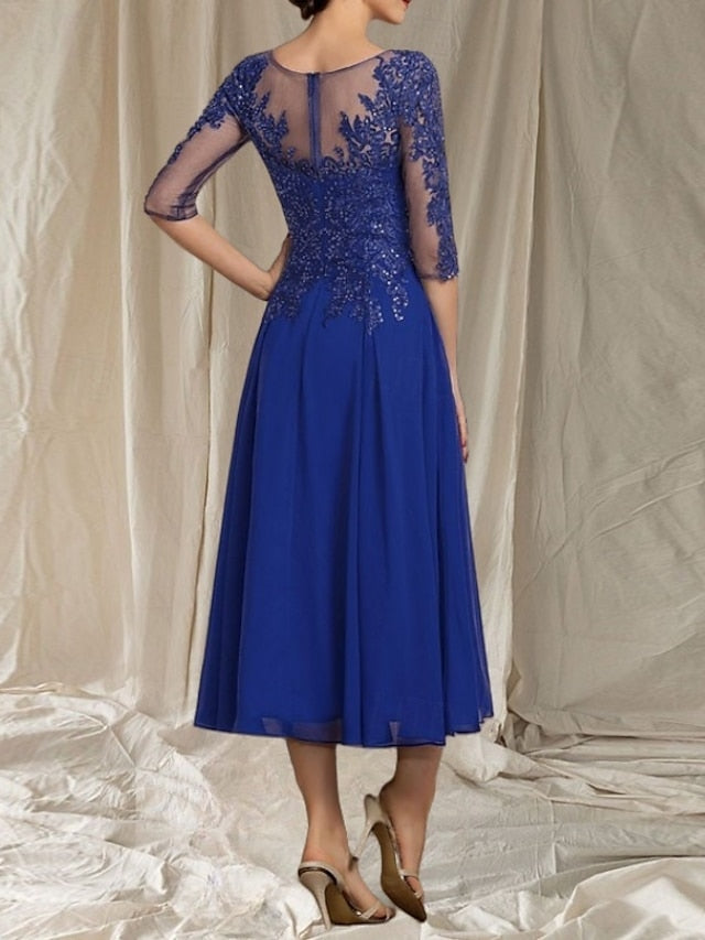 Wedding of Neck Dress A-Line Mother Bride Guest the Elegant Crew