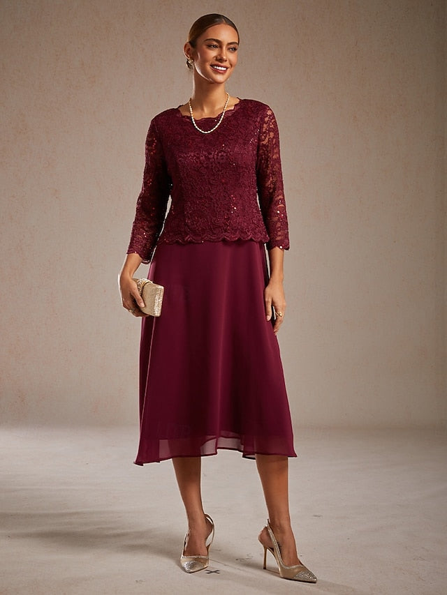 Women's Midi Dress Chiffon Dress Elegant Party Birthday