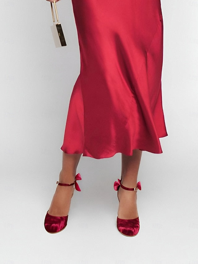 Burgundy Jane and Big Heels Mary with Velvet Women's Bow