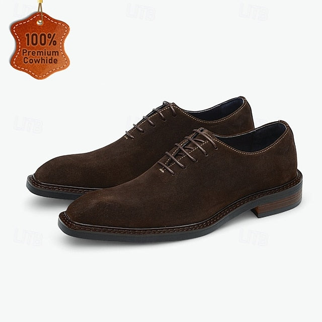 Cowhide Suede Oxford - Men's Genuine Leather Shoes