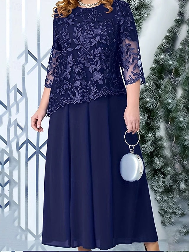 Curve Dress Elegant Plus of Bride Size A-Line Mother the