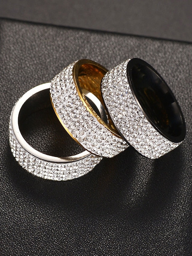 Full Band Wide Rhinestone Pave Men's with Rings