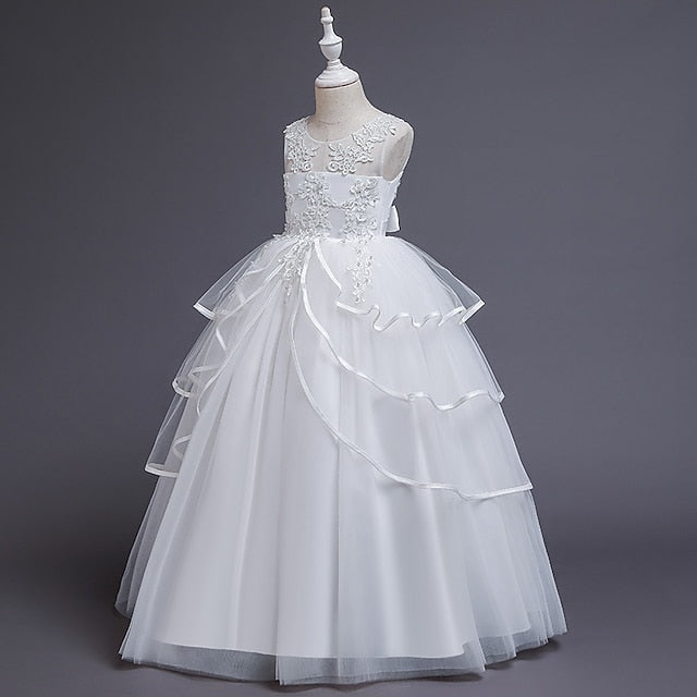 Solid Dress Girls' Color Party Sleeveless Kids