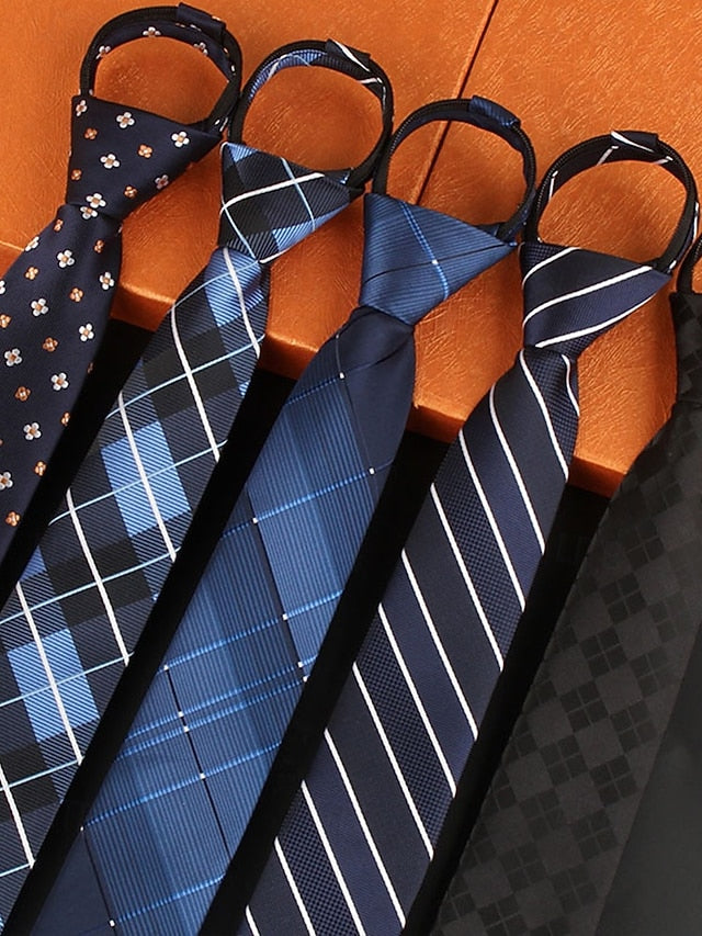 and Zip - Pre-Tied Classic Stripes Men's Ties Narrow