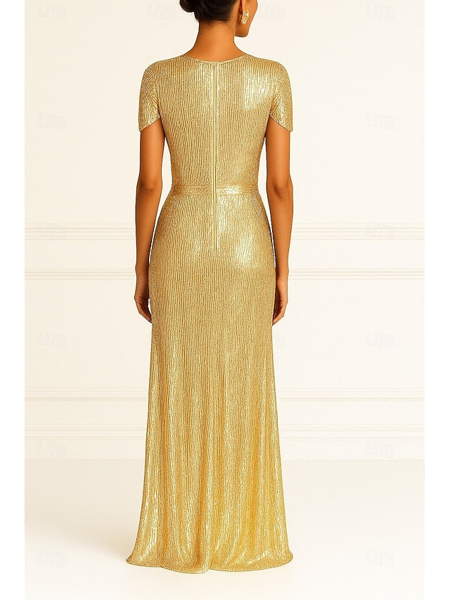 Black Gown Dress Gold Formal Column Evening Elegant Wedding