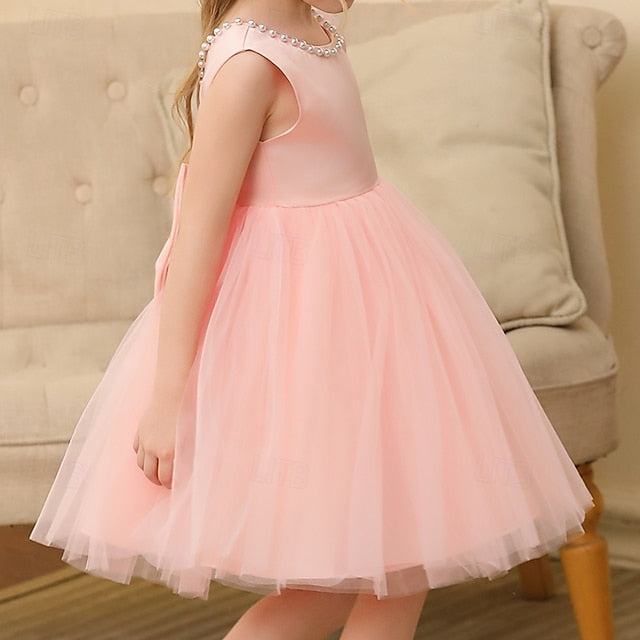 Wedding Sleeveless Party Color Kids Dress Solid Girls'