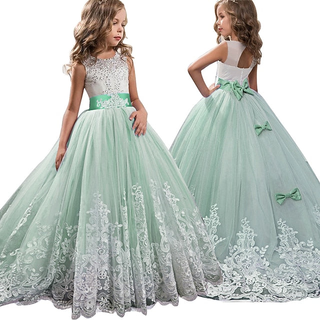 Kids Flower Girl Sleeveless Wedding Girls' Dress