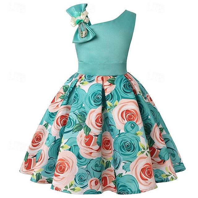 Easter Sleeveless Girls' Flower Dress 3D Summer Party