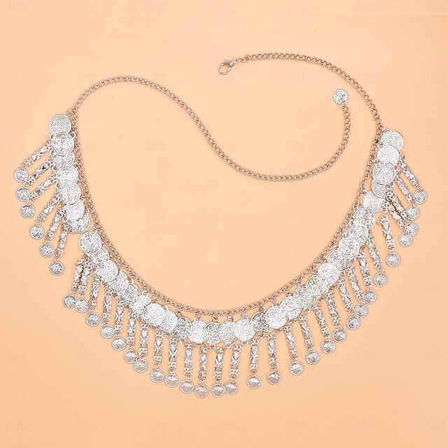 Women's Belt Metal Alloy Silver Yellow Gold Waist Belt