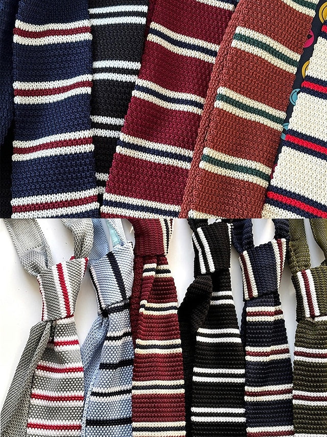 Stripe Men's Christmas Tie Woven Stylish - Knit Neck