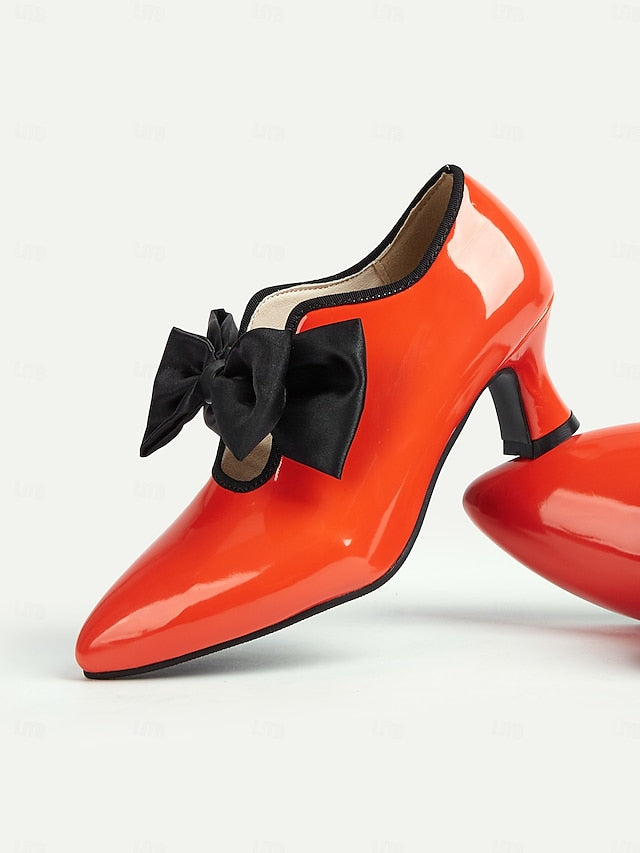 Vintage Women's Low Leather Red Heel Patent – Shoes 1920s