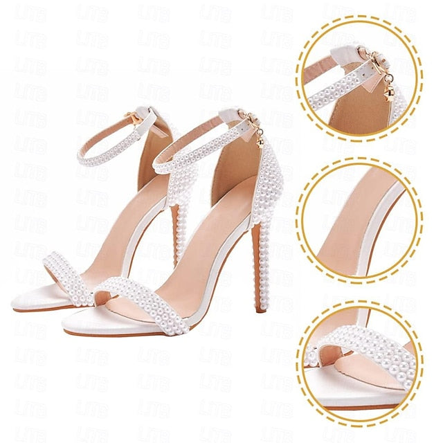 Wedding Women's High Elegant Pearl-Embellished Shoes Heel