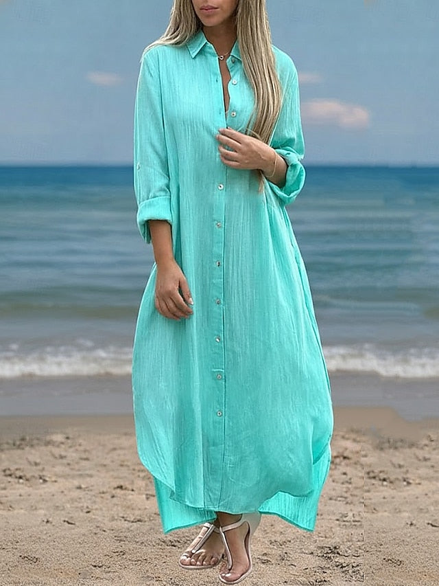 Women's Maxi Dress Shift Dress Casual Daily Loose Fit Plain