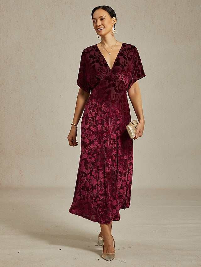 Women's Velvet Midi Dress Sheath Dress Elegant Party Party